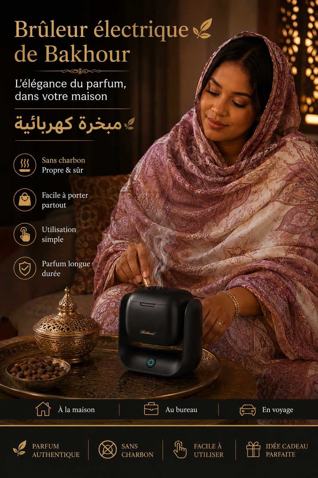 Brûleur électrique de Bakhour | مبخرة كهربائية  ✨ Le parfum du Bakhour, بطريقة سهلة وعصرية… sans charbon !