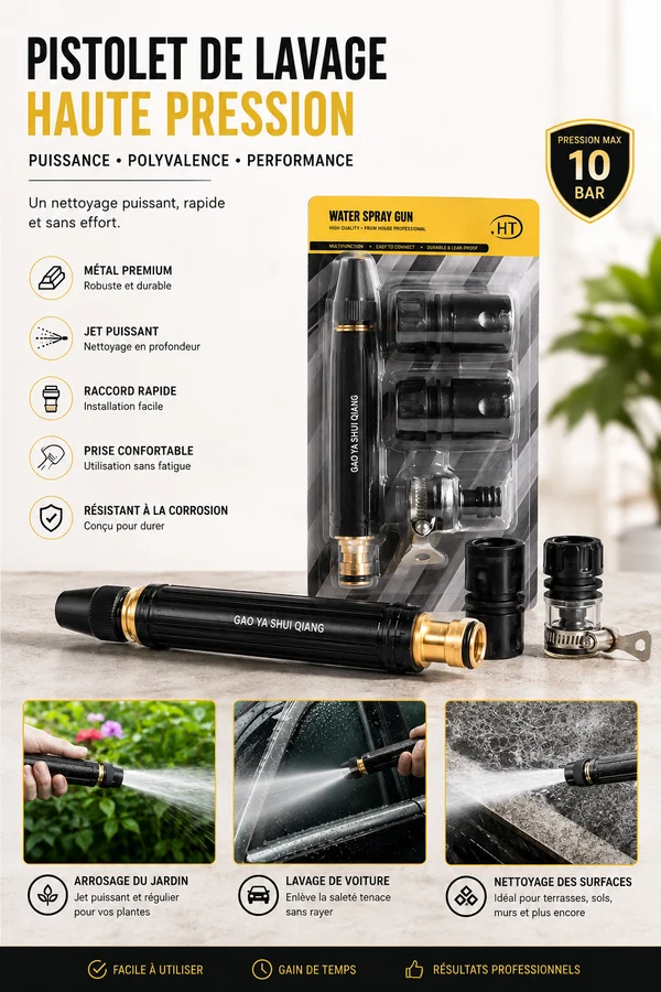 Kit Pistolet de Lavage Haute Pression — Voiture, Terrasse & Jardin 3
