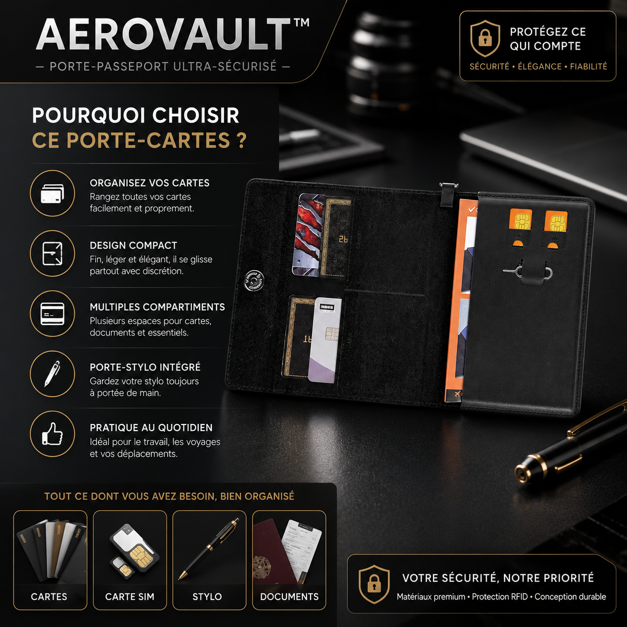 TravelGuard Pro — Porte-Passeport Ultra-Sécurisé (AEROVAULT™) 2