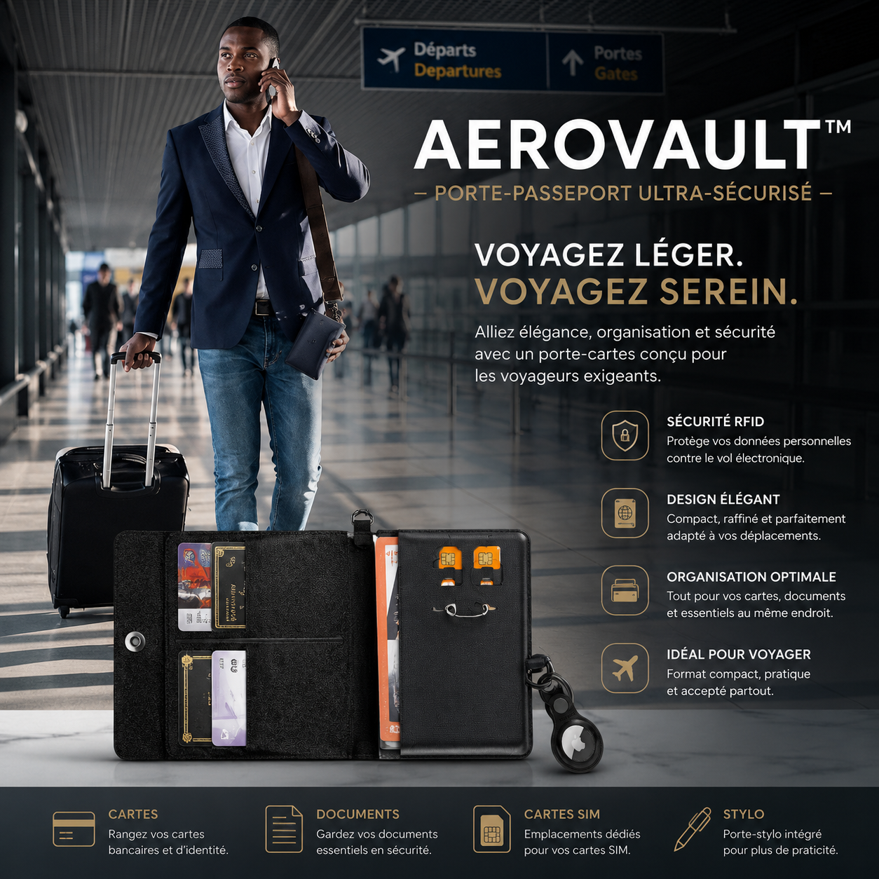 TravelGuard Pro — Porte-Passeport Ultra-Sécurisé (AEROVAULT™)