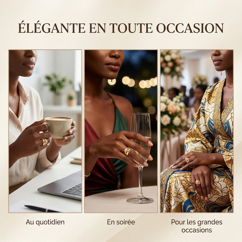 Bague Cœur Éternel – Double anneau doré et cristal 4
