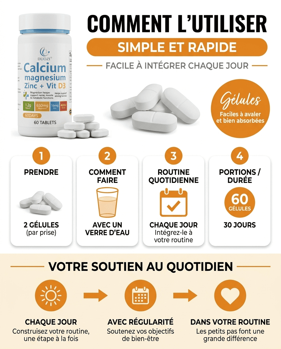 Complexe Calcium Magnésium Zinc + Vitamine D3 – Soutien Osseux, Musculaire & Immunitaire – 60 Comprimés 7