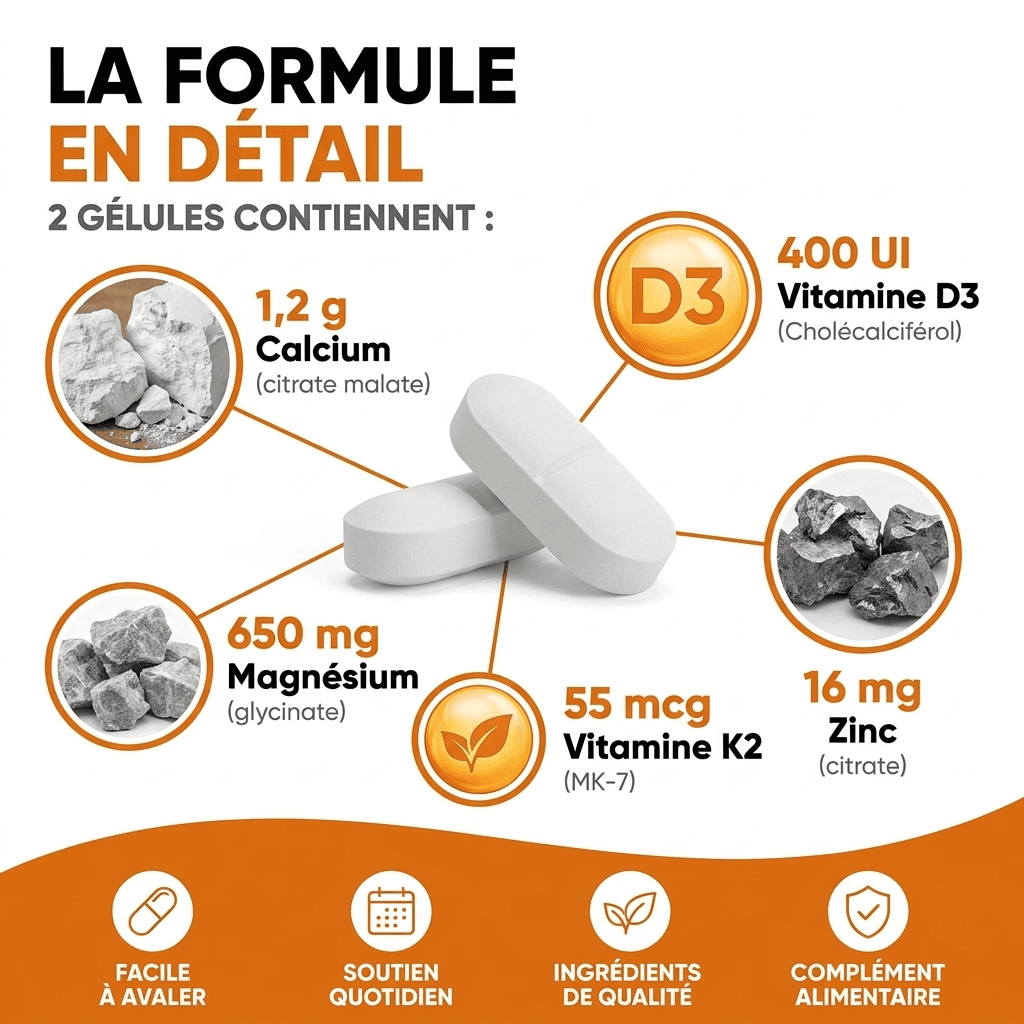 Complexe Calcium Magnésium Zinc + Vitamine D3 – Soutien Osseux, Musculaire & Immunitaire – 60 Comprimés 4