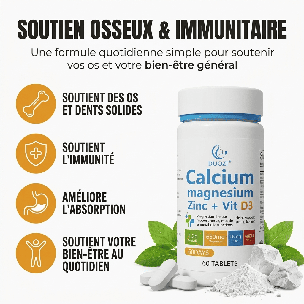 Complexe Calcium Magnésium Zinc + Vitamine D3 – Soutien Osseux, Musculaire & Immunitaire – 60 Comprimés 2