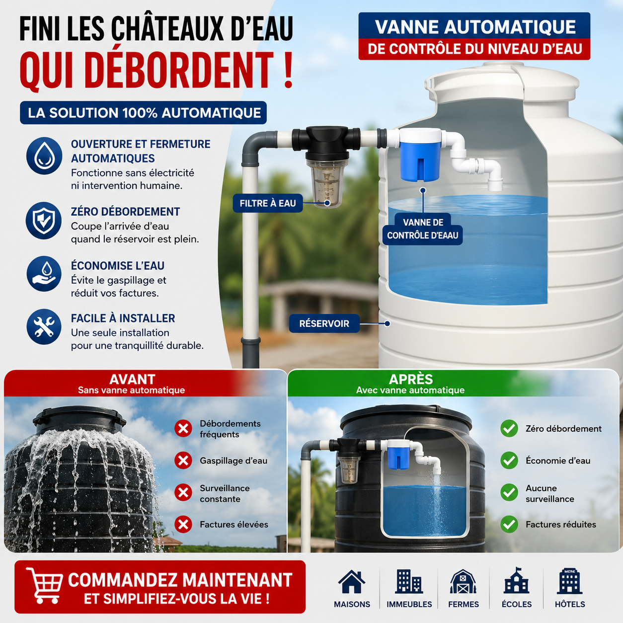 Vanne de Contrôle Automatique du Niveau d'Eau à Flotteur Intelligent 5