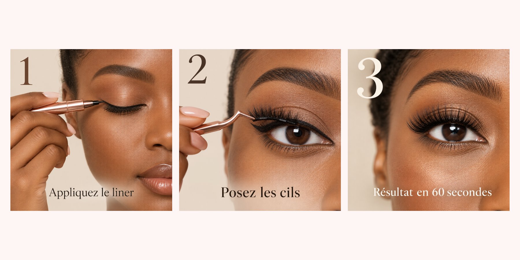 Mode d'emploi des cils magnétiques LUMAYA en 3 étapes