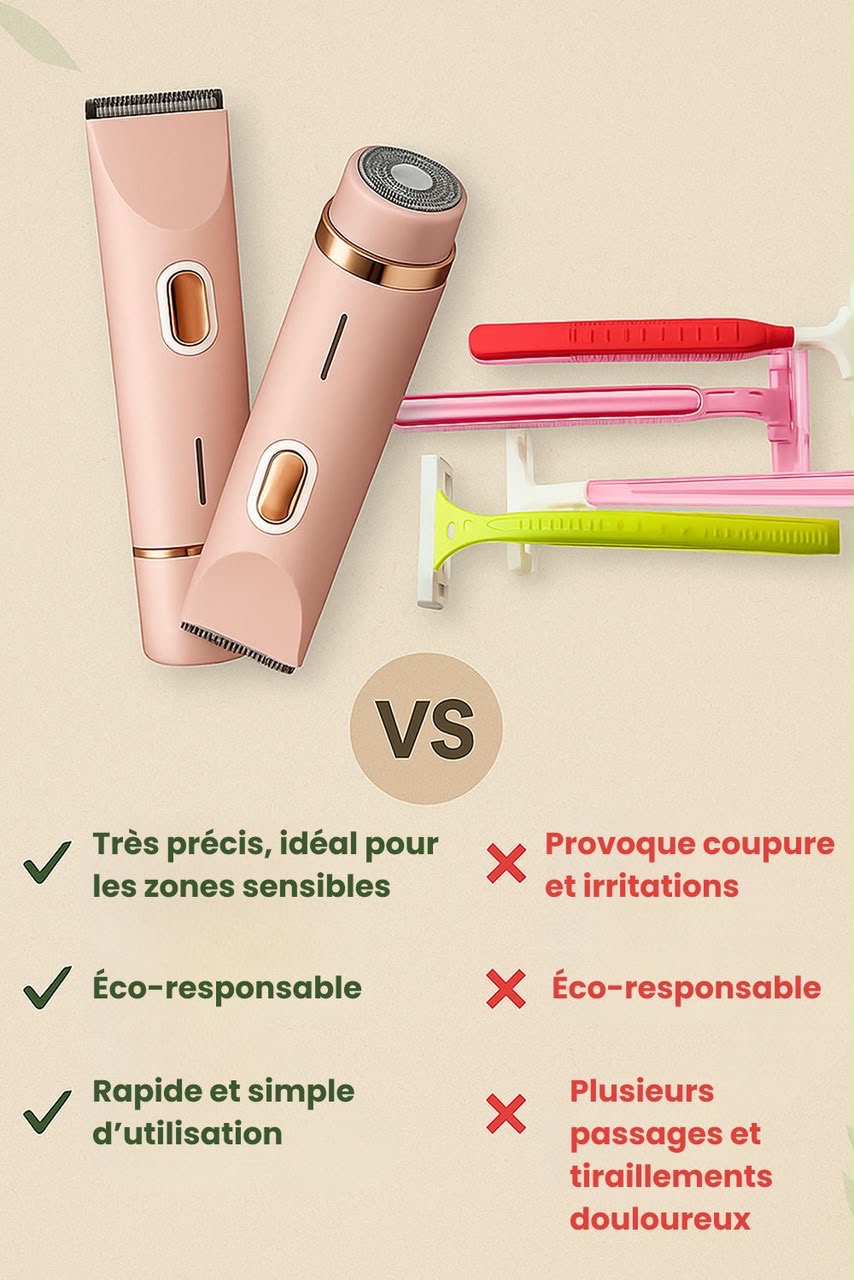 Rasoir Électrique 2-en-1 – Étanche & Doux pour la peau