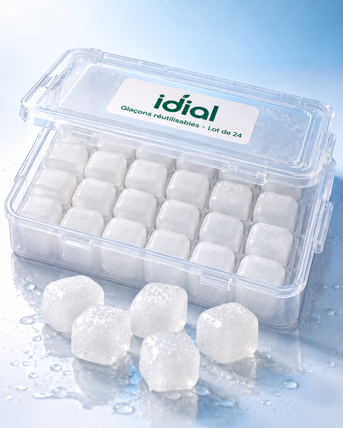 Lot de 24 Glaçons Réutilisables Haute Performance – Fraîcheur Pure & Saveurs Intactes