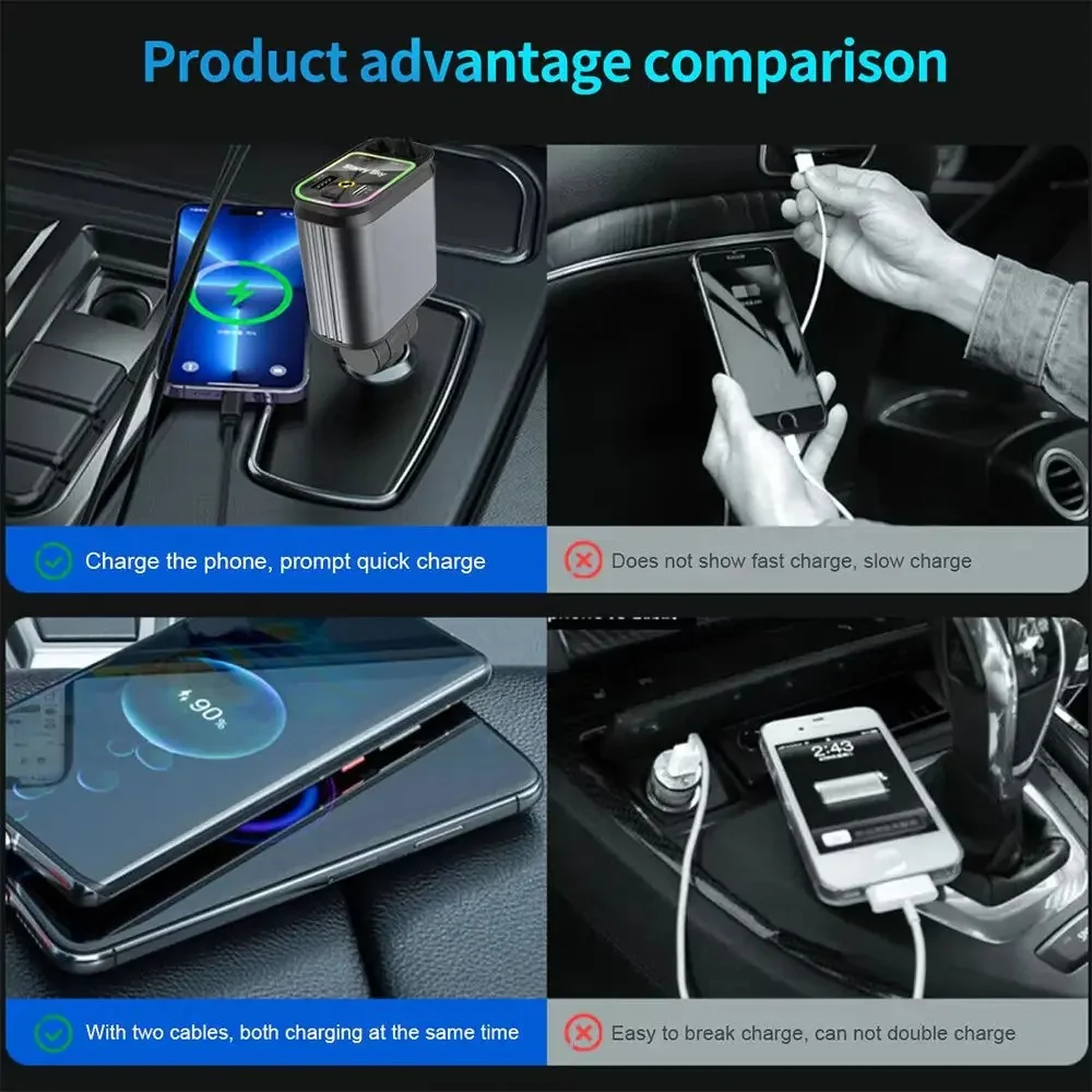 Chargeur Voiture Rétractable 4-en-1 Fast Charge | DrivePower™ 5