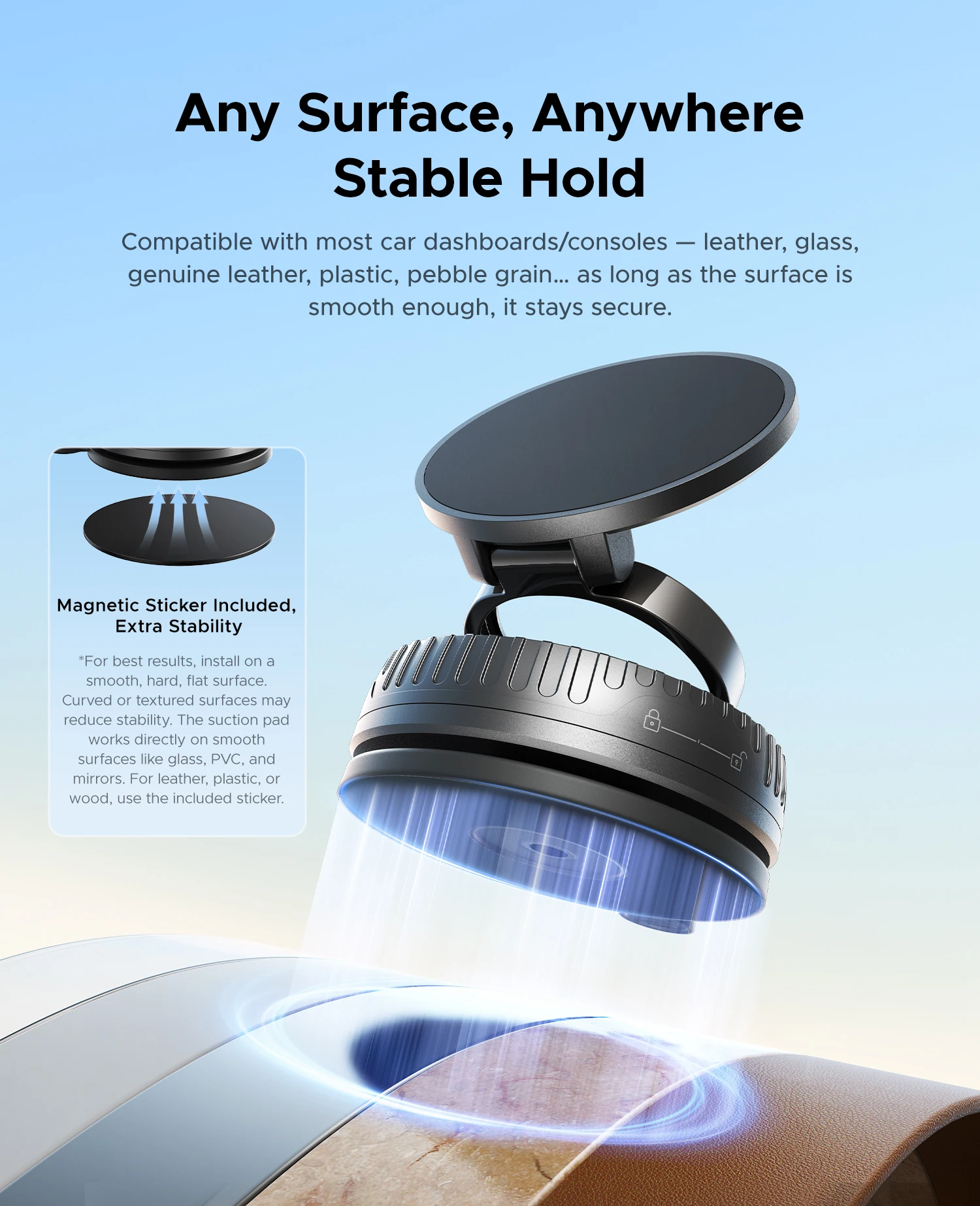 Support Téléphone Voiture Magnétique ORICO MagSafe 360° – Ventouse Haute Adhérence