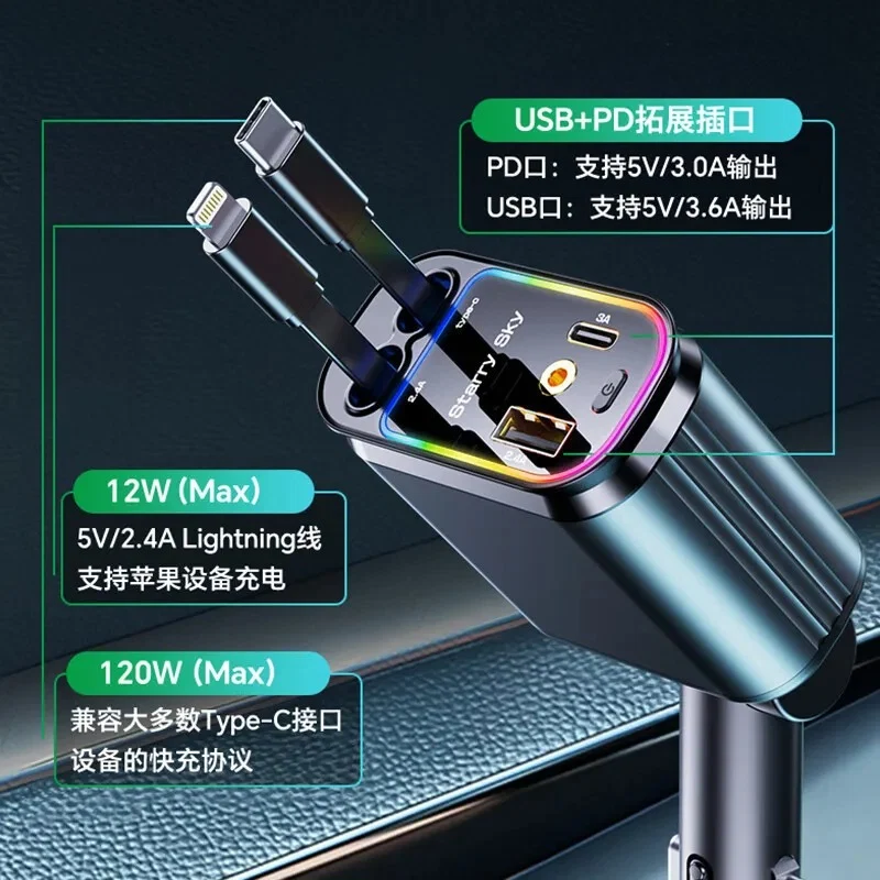 Chargeur Voiture Rétractable 4-en-1 Fast Charge | DrivePower™ 4