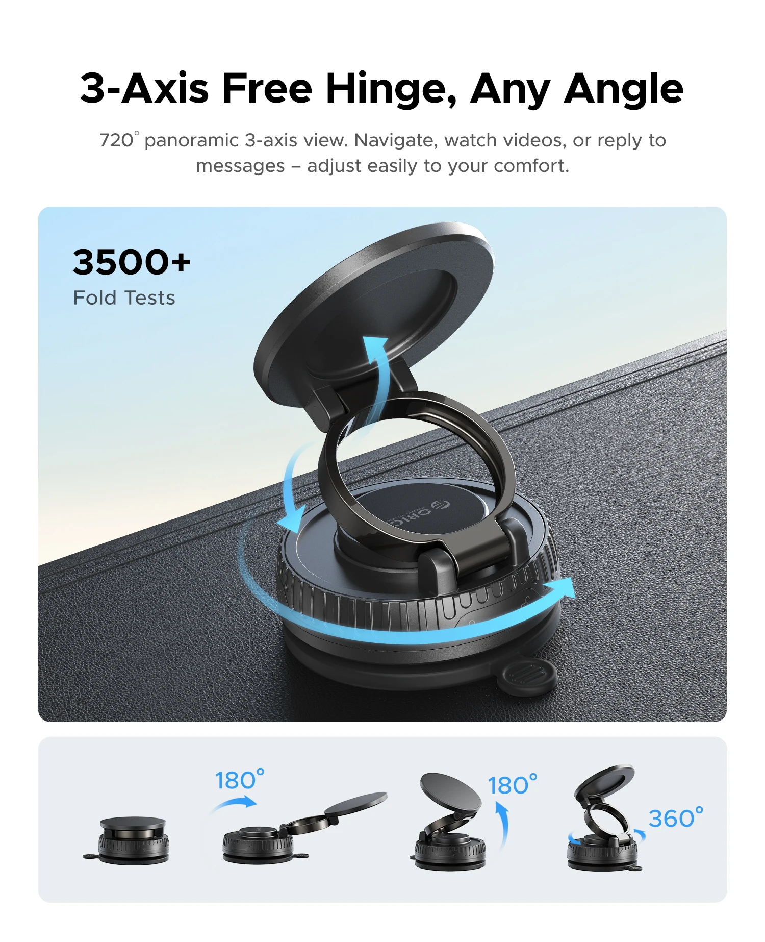 Support Téléphone Voiture Magnétique ORICO MagSafe 360° – Ventouse Haute Adhérence 3