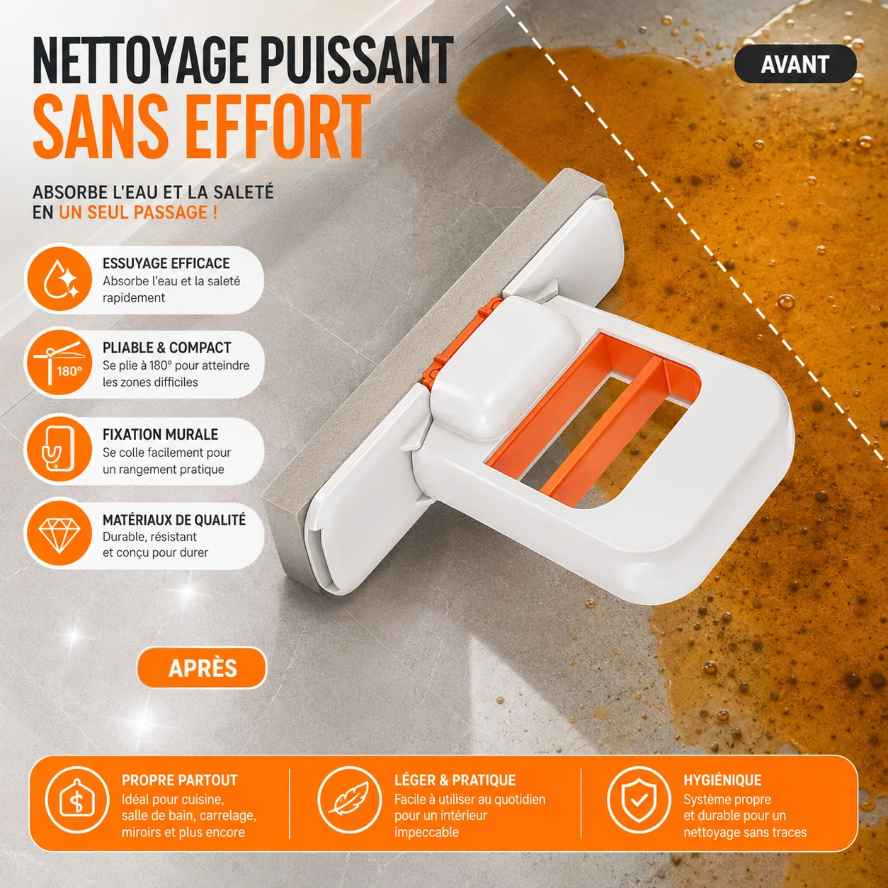 Mini Balai Serpillère Auto-Essorant SwiftClean™ — Nettoyage Express Multifonction 3