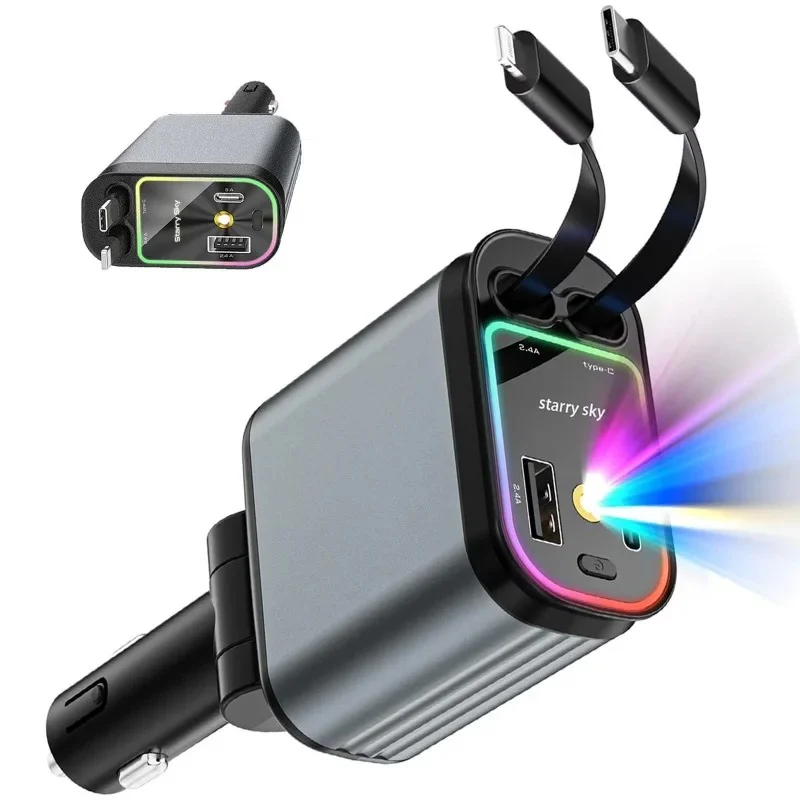 Chargeur Voiture Rétractable 4-en-1 Fast Charge | DrivePower™